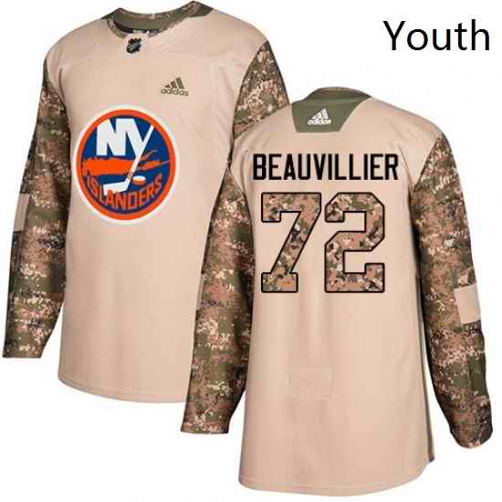 Youth Adidas New York Islanders 72 Anthony Beauvillier Authentic Camo Veterans Day Practice NHL Jersey